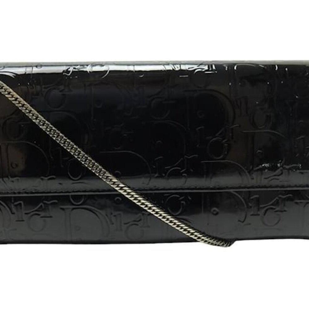Christian Dior Diorissimo Embossed Leather Chain Clutch